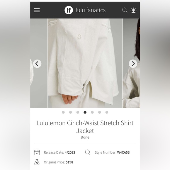 Lululemon💎NWOT💎Cinch-Waist Stretch Shirt Jacket NEW RARE STYLE💎Bone💎Large - Picture 4 of 16